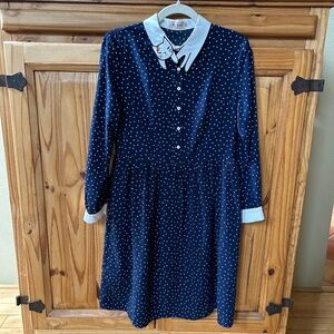 Miss Patina Dress London Bowie Cat Ziggy Stardust Navy Women's Size Large